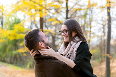 happy couple embracing