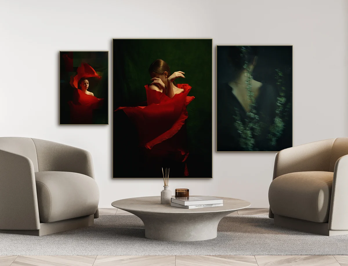 Wall showing Victoria Zabrodina's art. Wall showing Victoria Zabrodina's art.