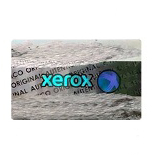 Manipulated authorization label with number and barcode scraped