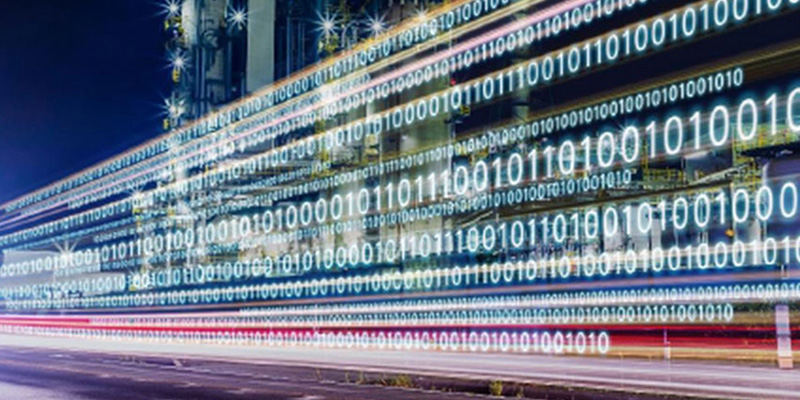 Blurred binary code.