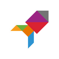Colorful abstract image in the shape of a rocket