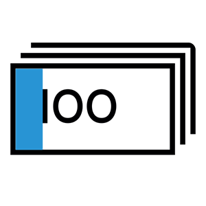Bank note icon with blue shading