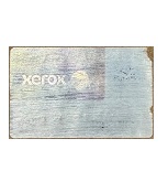 Fraudulent toner cartridge label with the Xerox Genuine label scraped off