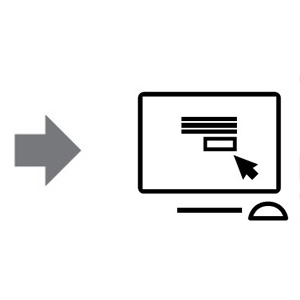 Icons representing an arrow and a computer monitor