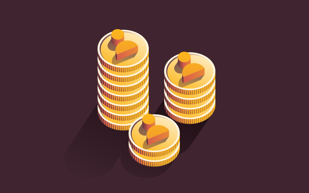 Graphic illustration of three stacks of coins