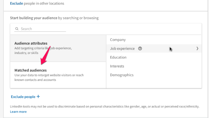 LinkedIn retargeting with Leadfeeder matched audience