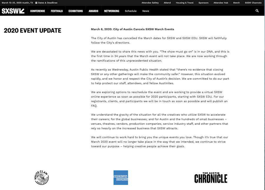 sxsw covid-19 cancel