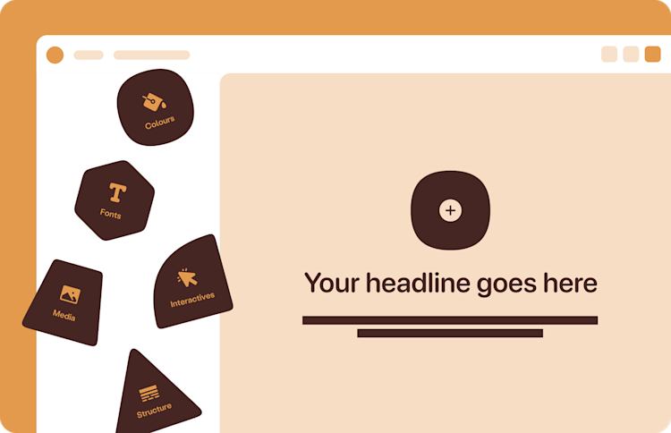 Stylized illustration of Podia's site builder feature