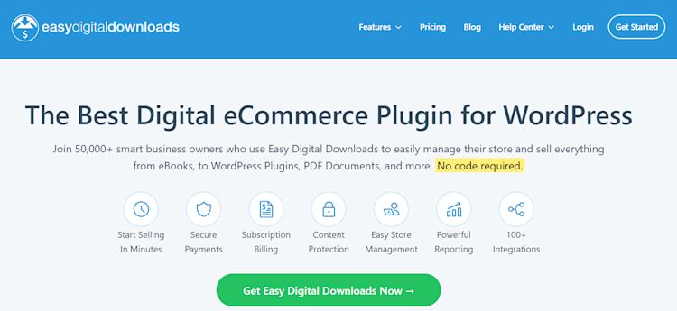 Easy Digital Downloads homepage