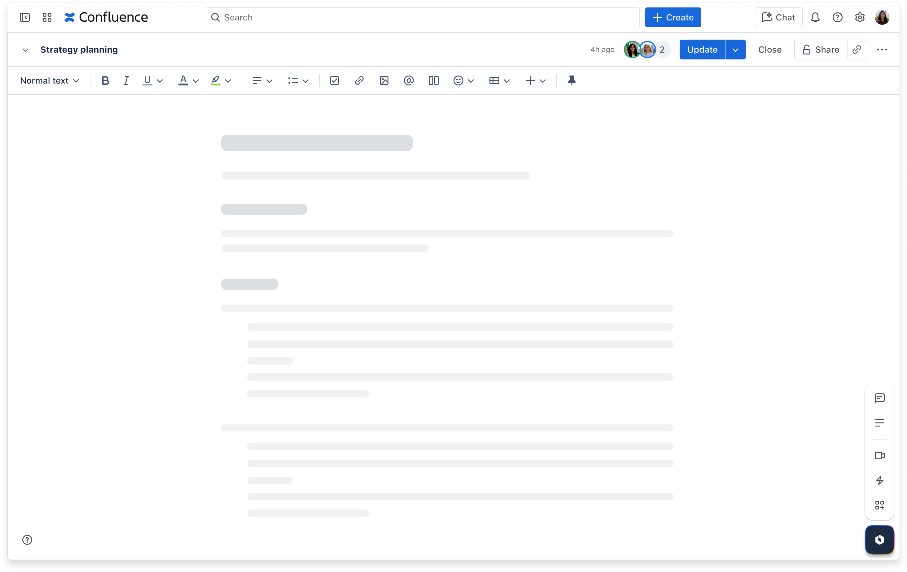 Screenshot of the top toolbar update for Confluence Editor
