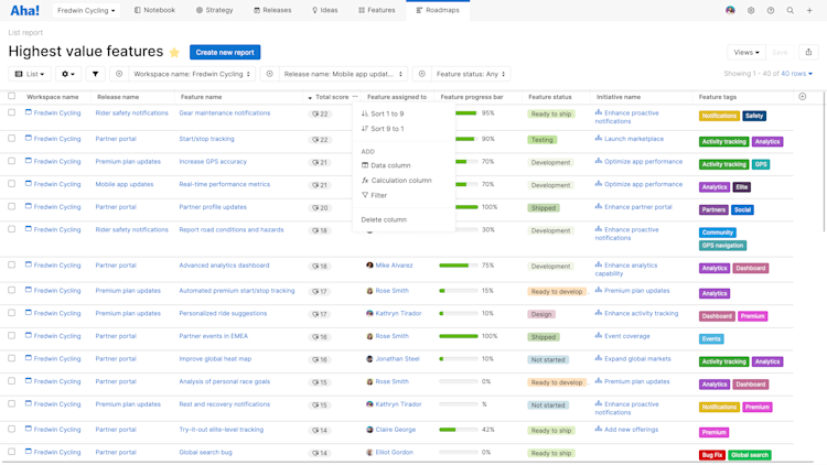 Features list