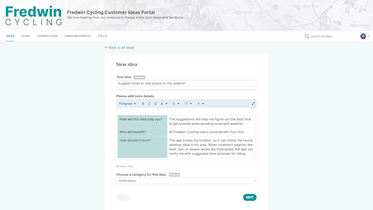 Ideas - Portals - Capture relevant details