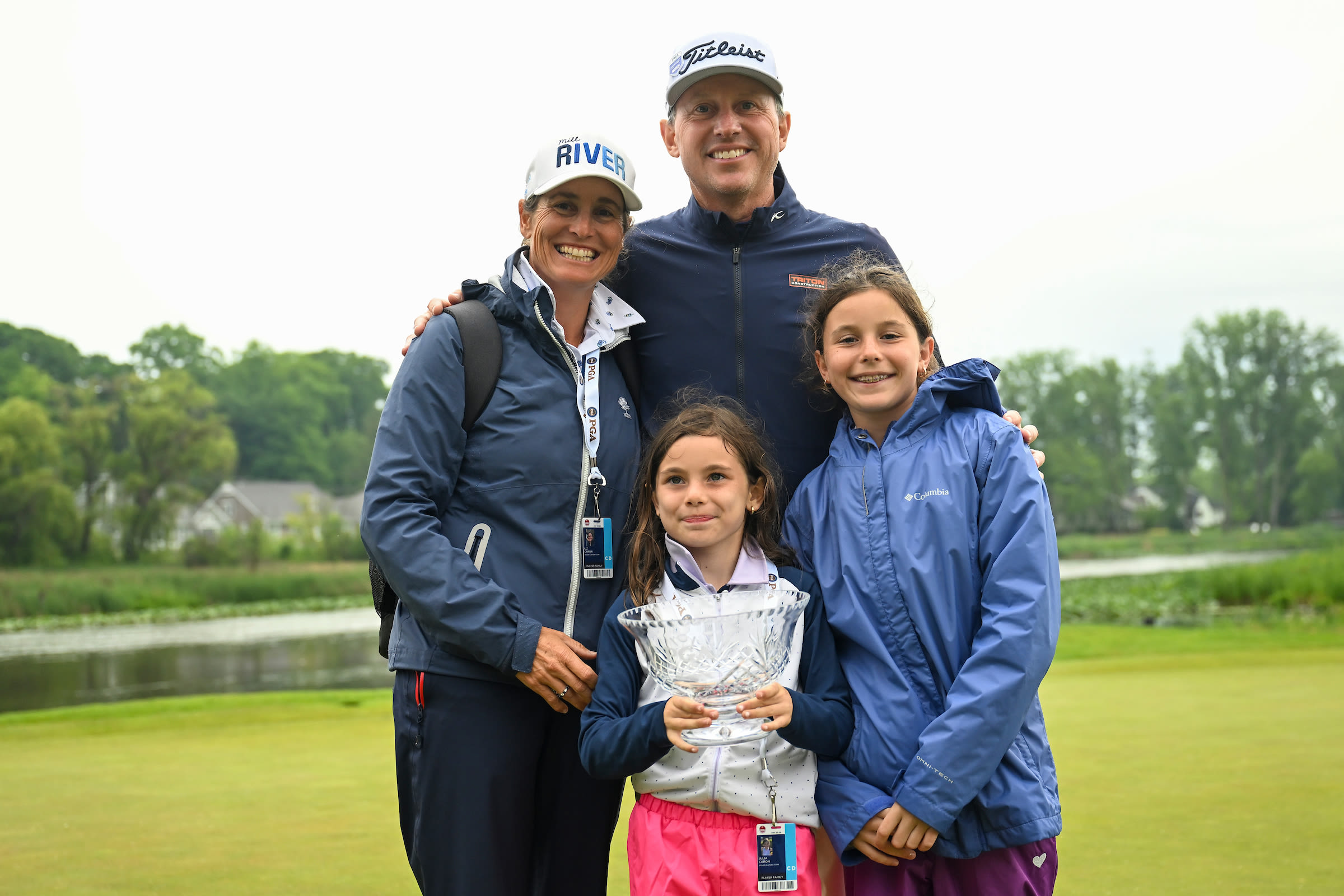 Caron with wife Liz and two daughters.