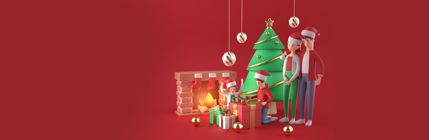 A photograph of a family celebrating Christmas