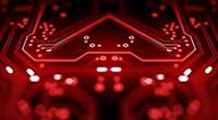 Red sparkly microprocessor chip