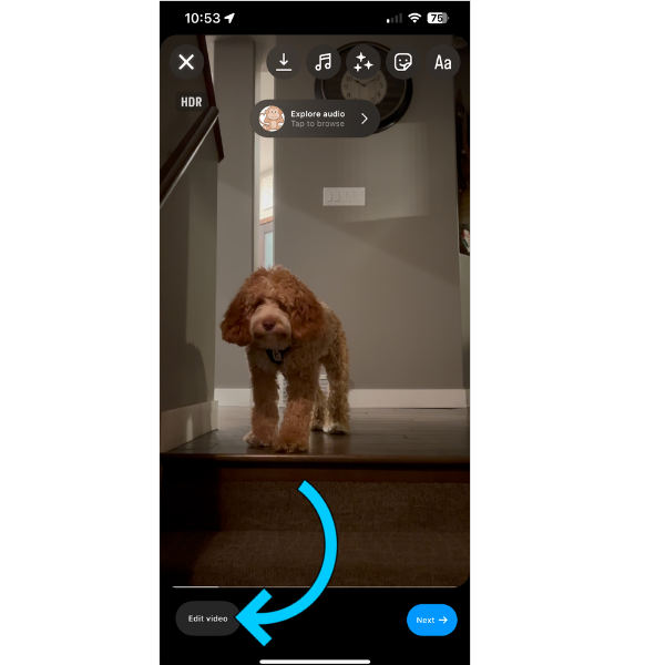 Edit video button in Instagram Reels