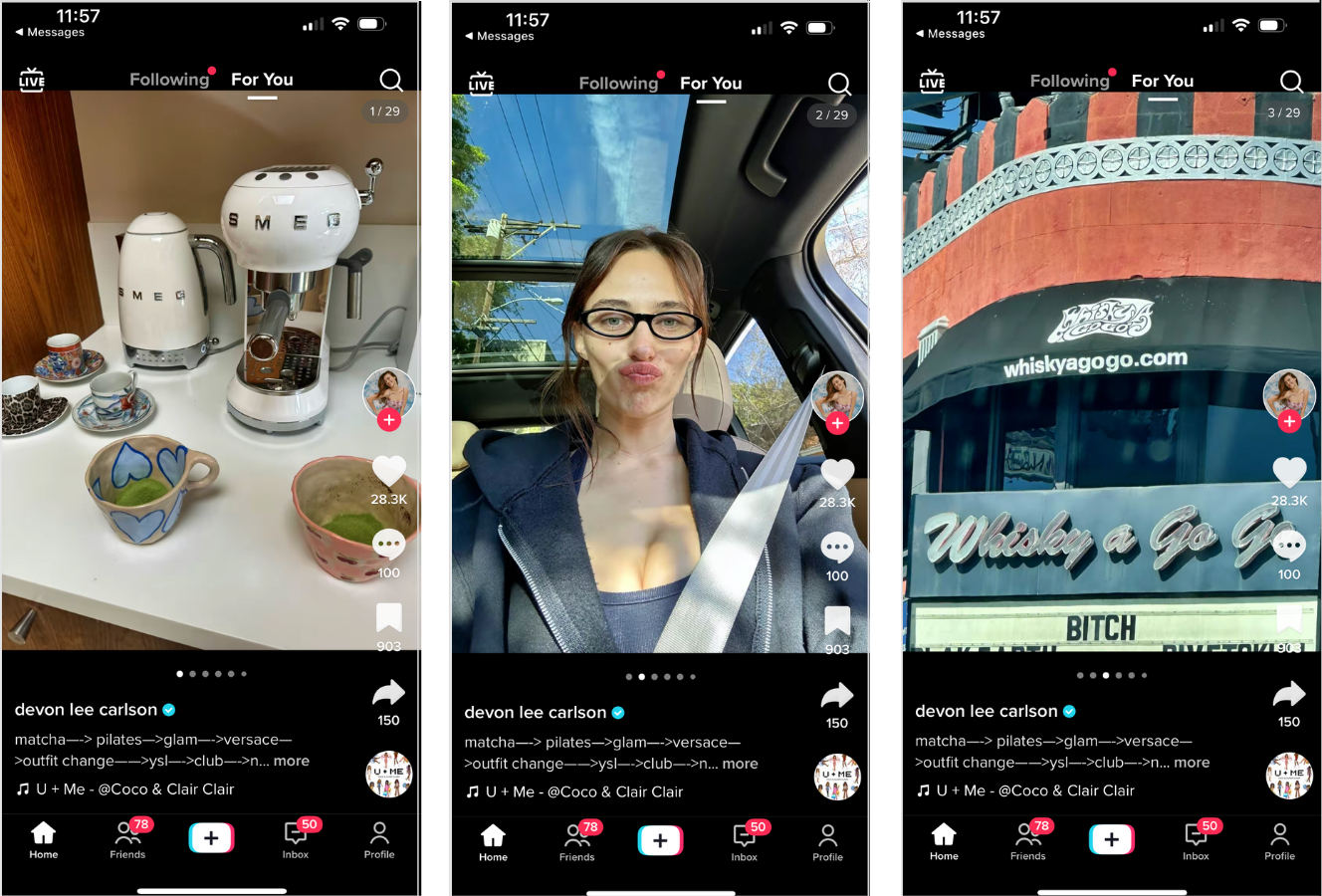 TikTok photo dump example - Devon Lee Carlson