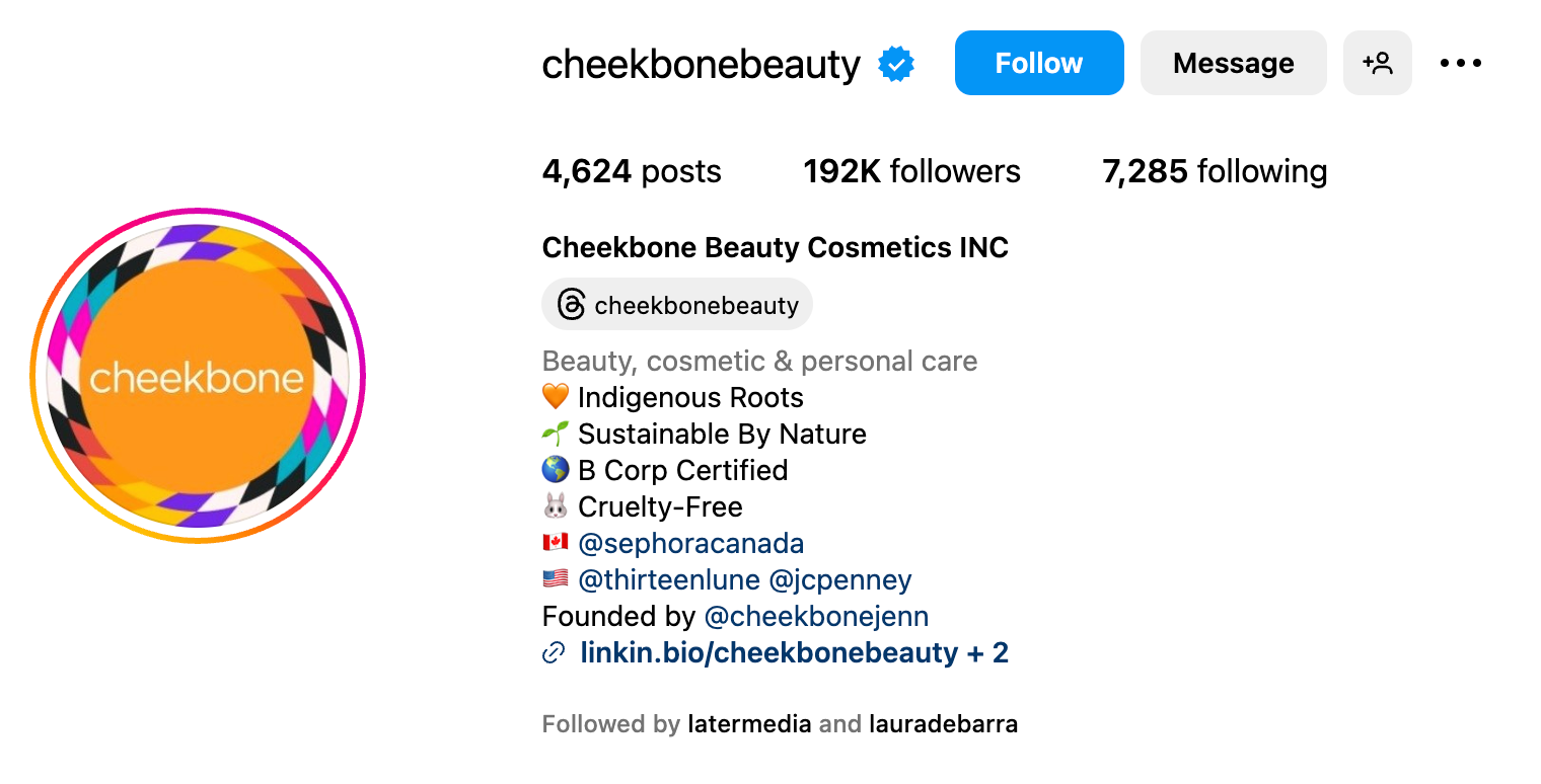 Cheekbone Beauty Instagram Bio
