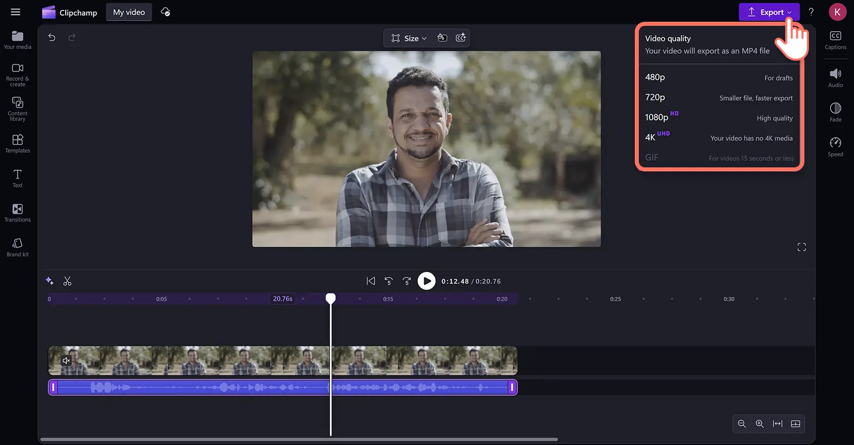 Imagen de un usuario exportando un vídeo.