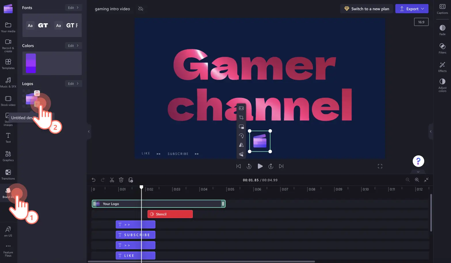 Vidéo d’intro d’une session de jeu- Étape 4
