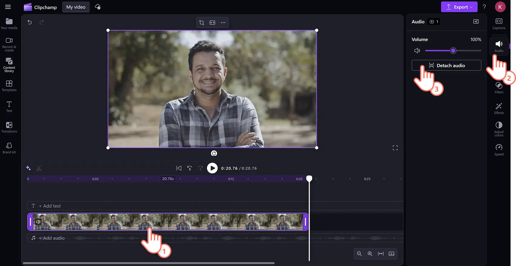 Imagen de un usuario separando el audio del vídeo.