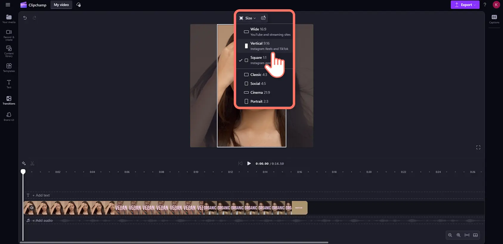 Immagine di un utente che ridimensiona un video di Instagram per TikTok.