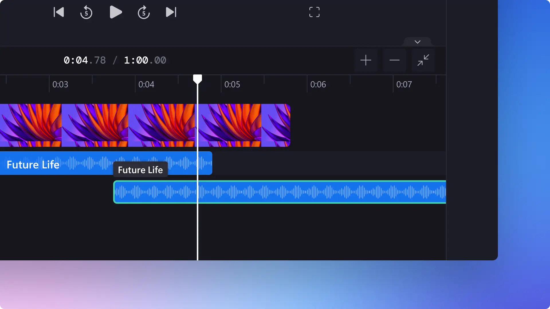 Hình ảnh tệp âm thanh trong Clipchamp.