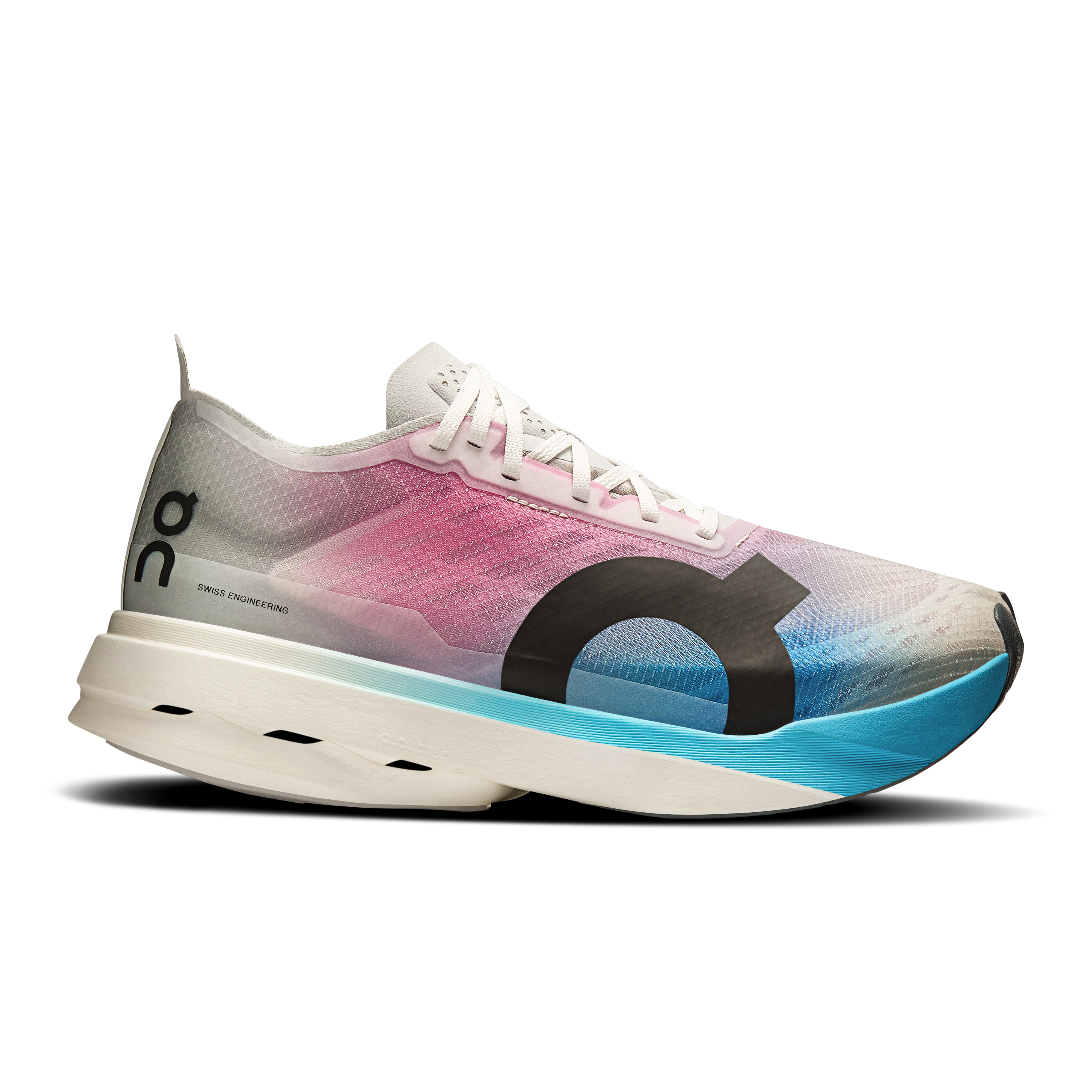 On Cloudboom Strike White Blue Women Women – Fast road running, full marathons, race day Shoes