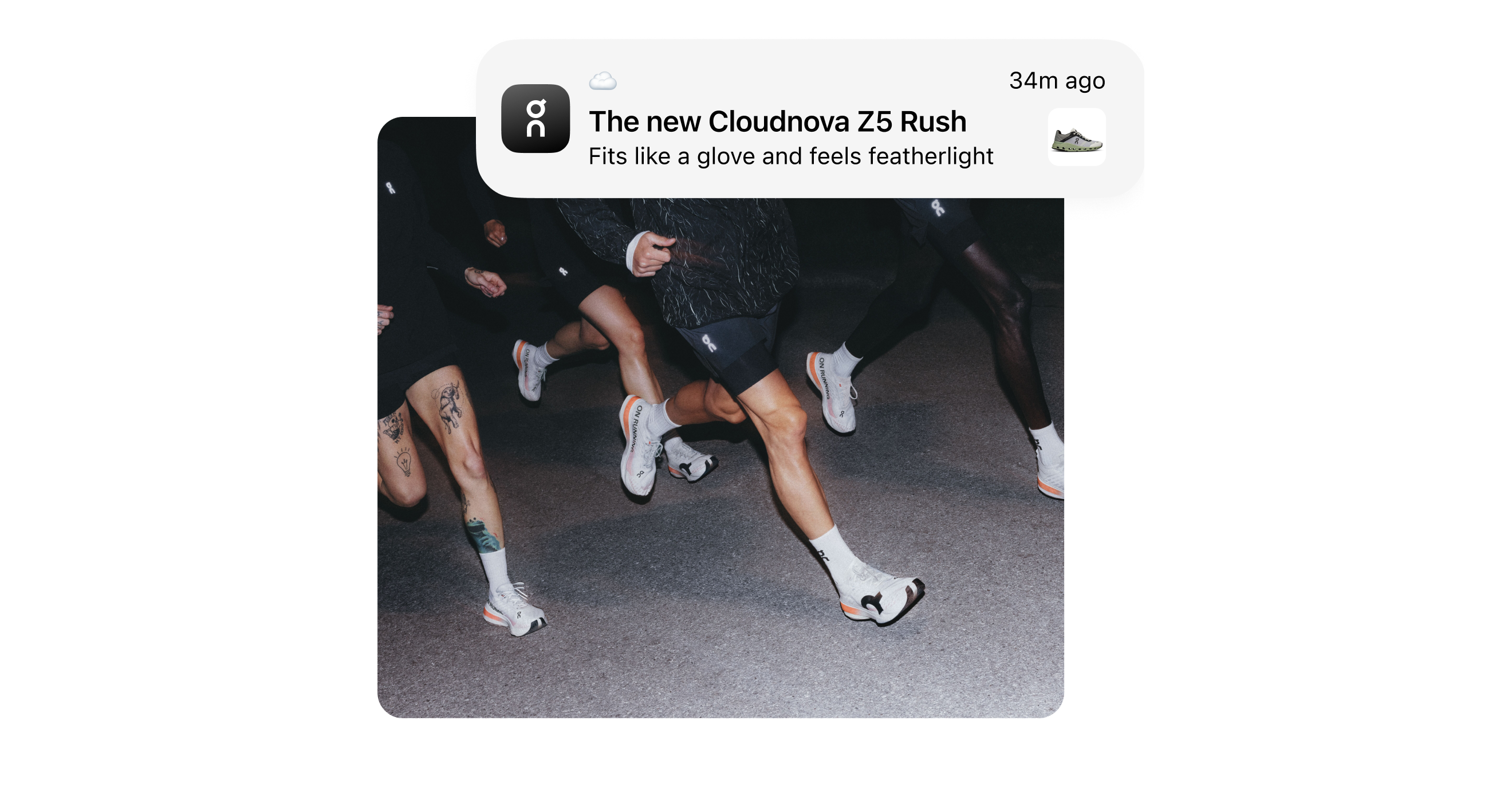 A view of the mobile app showing a push notification and a modal window