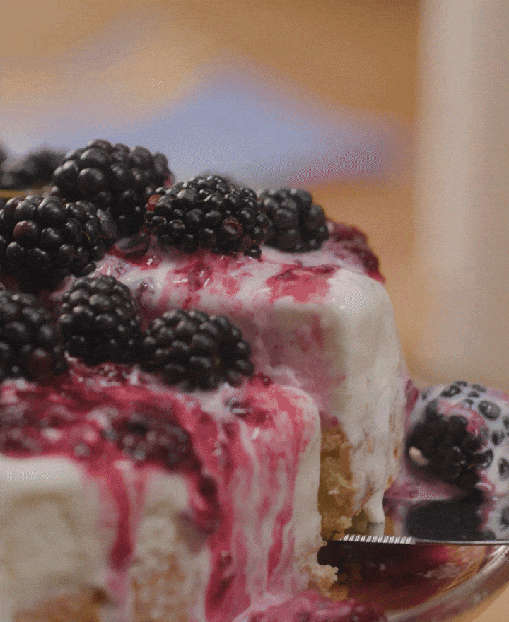 Cornbread And Blackberry Ice Cream Cake hero gif