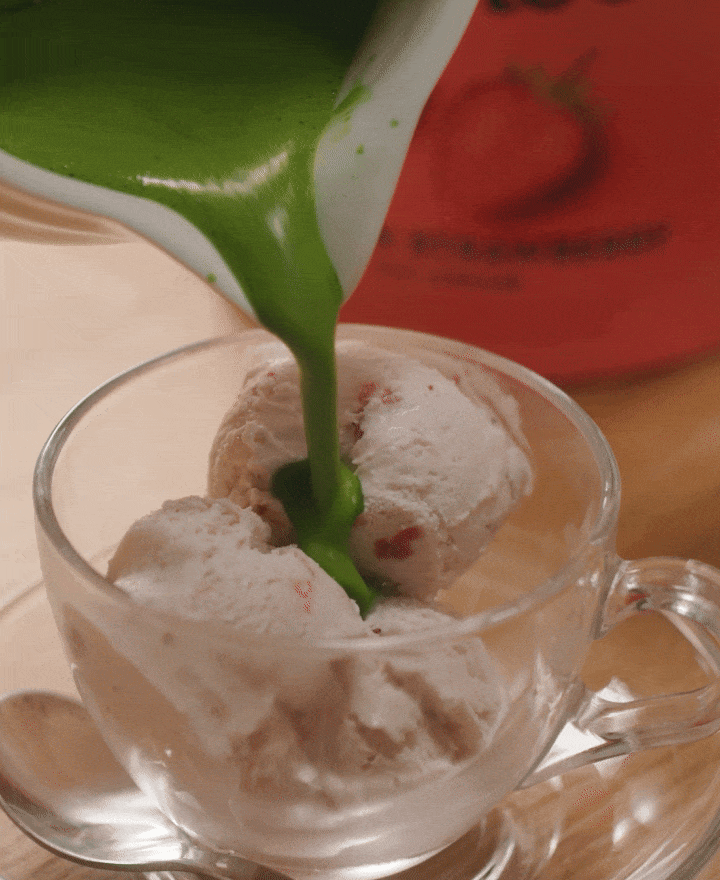 Strawberry matcha affogato hero gif