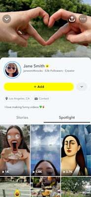 Snapchat image that represents a Snap Star profile
