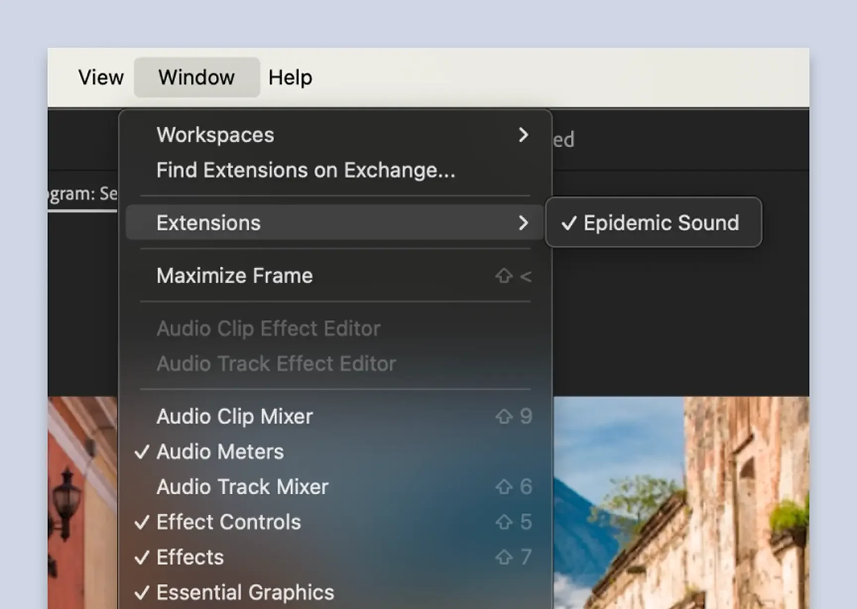 Abra o plug-in da Epidemic Sound para DaVinci Resolve