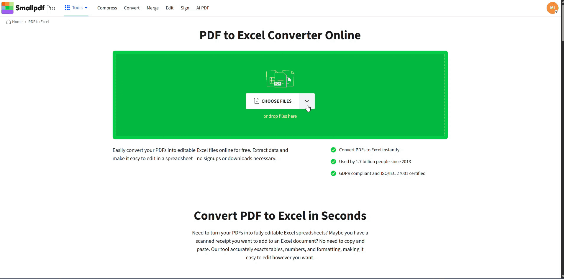 Convert Large PDF to Excel