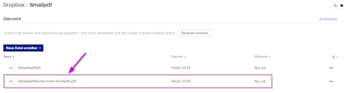 2018-11-27 - Smallpdf integriert sich mit Dropbox - Datei in Dropbox finden