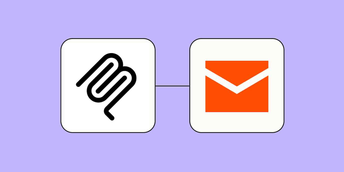 A hero image of the Zapier MCP logo connected to an orange envelope on a light purple background.