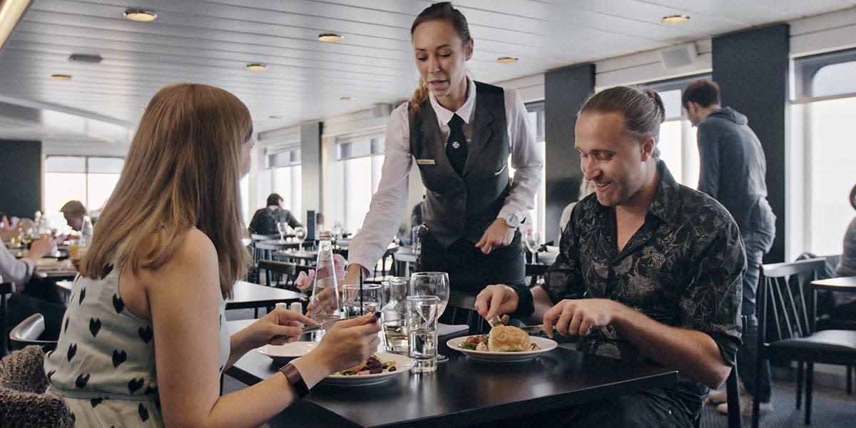 Restaurant onboard Copenhagen-Oslo Restaurant onboard Copenhagen-Oslo