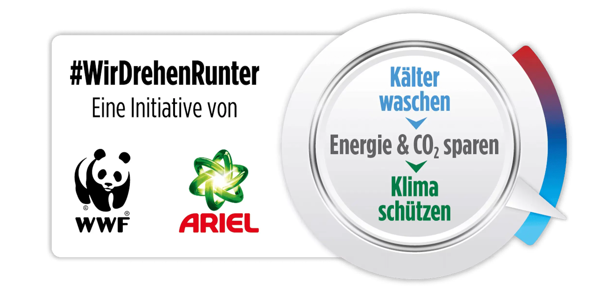 Logo der Wir Drehen Runter Initiative von WWF und Ariel
