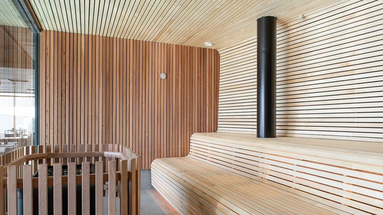 Sauna at spa The Wellbox in Linköping.
