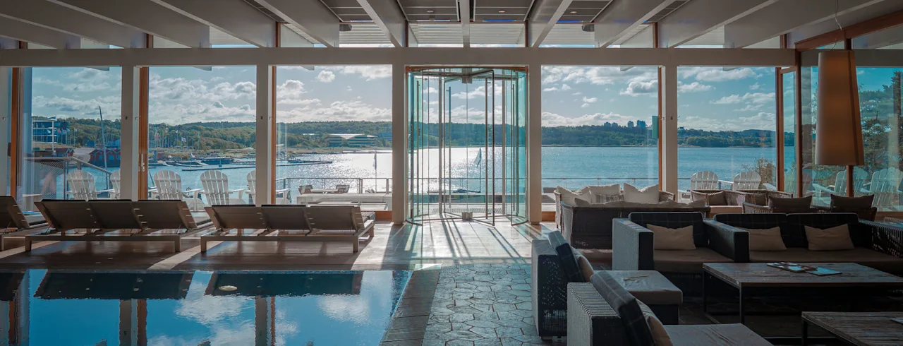 View from the pool at spa Stenungsbaden in Stenungsund.