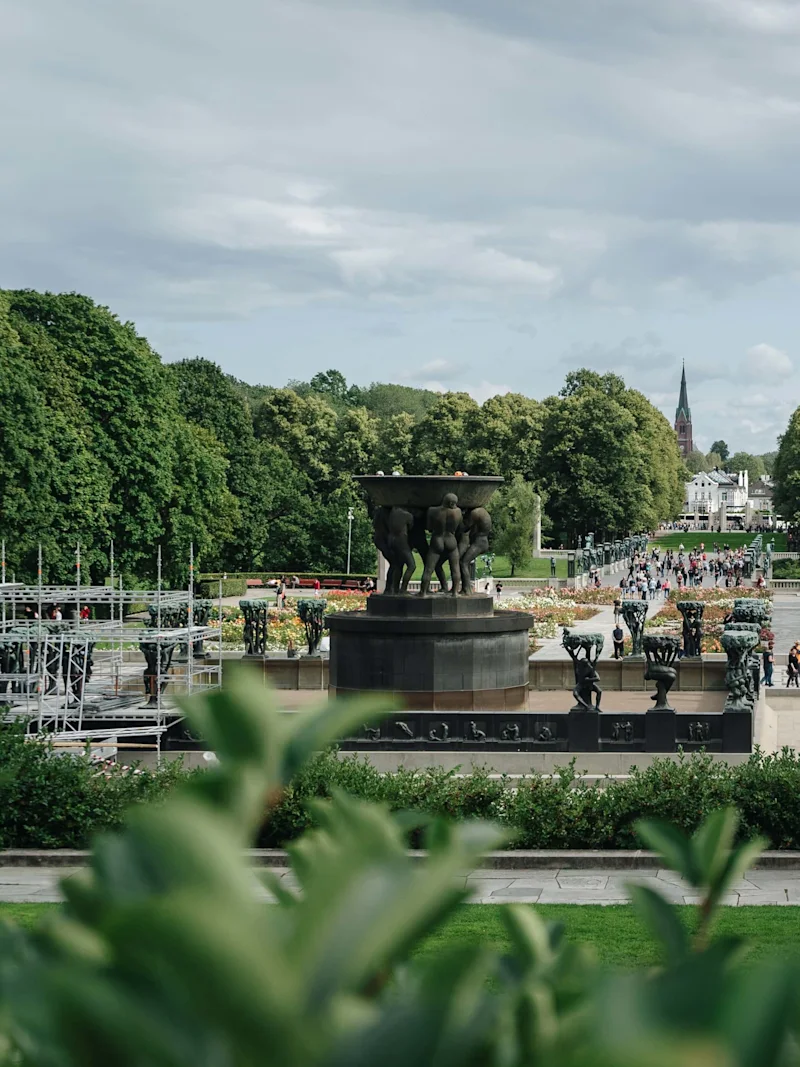 Lovely green park named Vigelandsparken in Oslo during summer.