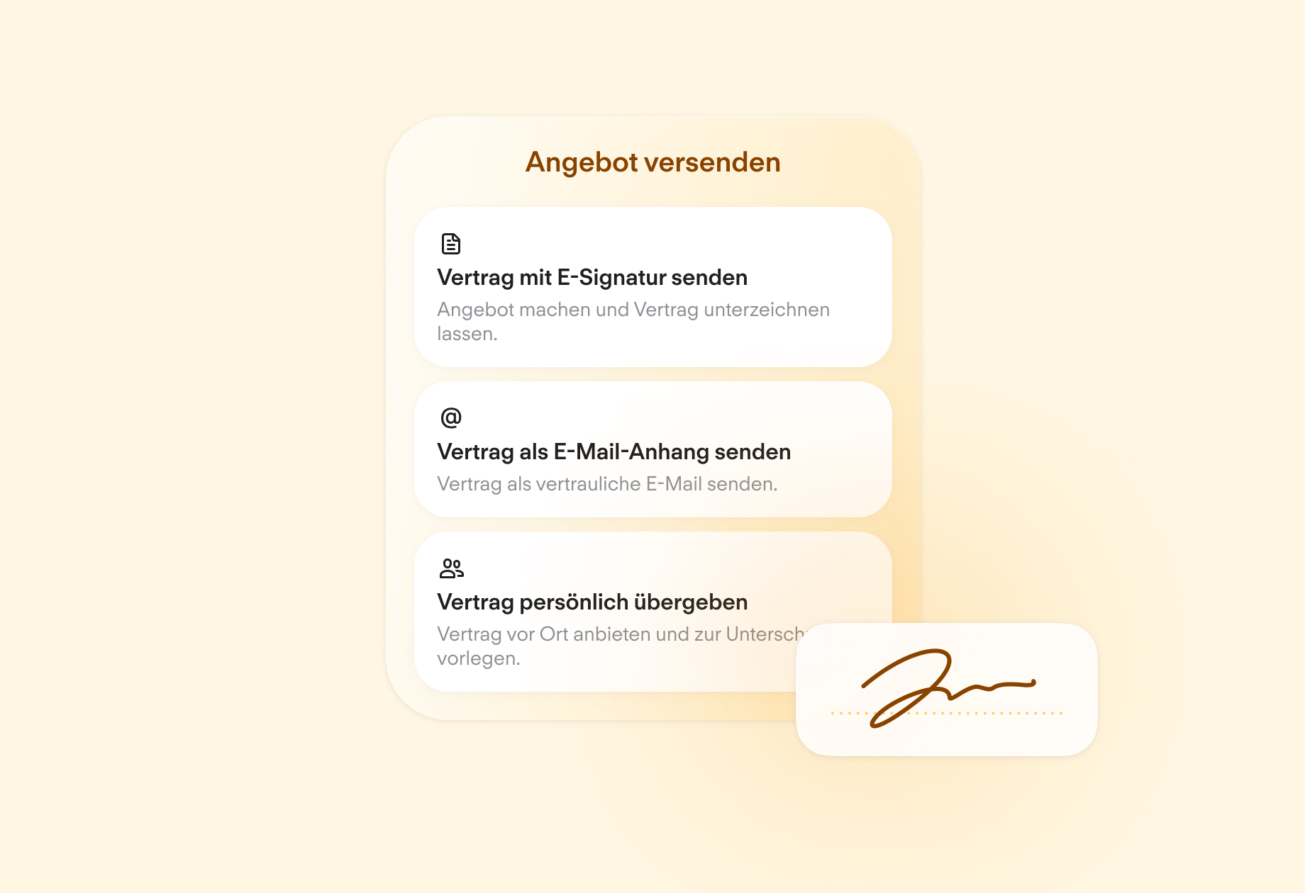Elektronische Signatur Vertragsdokument senden