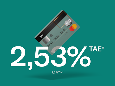Una tarjeta digital N26 con el logo de Mastercard se muestra sobre el texto "2,79% TAE*" en un fondo verde.