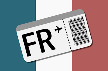 Französische Flagge und Barcode.