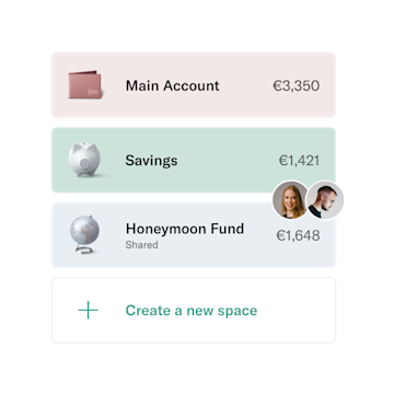 Smartphone with the N26 Spaces open on it.