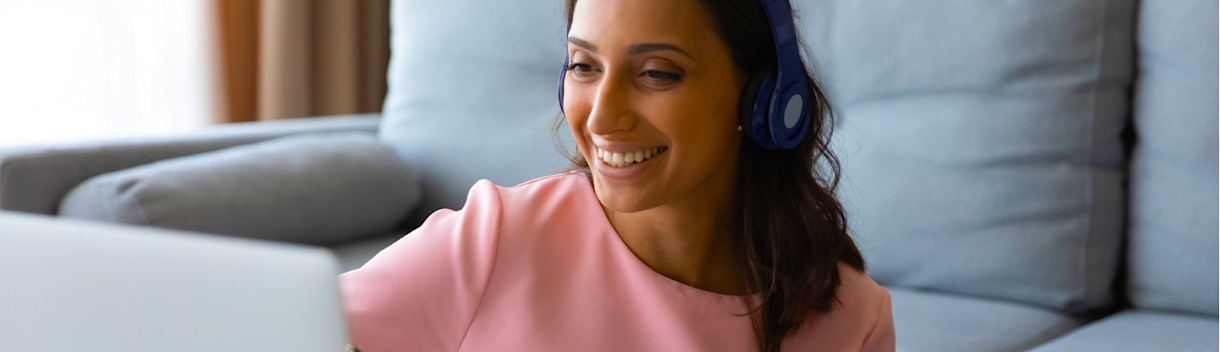A female test taker preparing for listening test