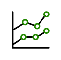 Icon showing double line graph