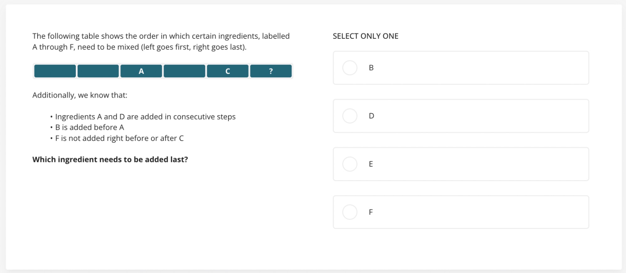 an example question from TestGorilla's Problem Solving test