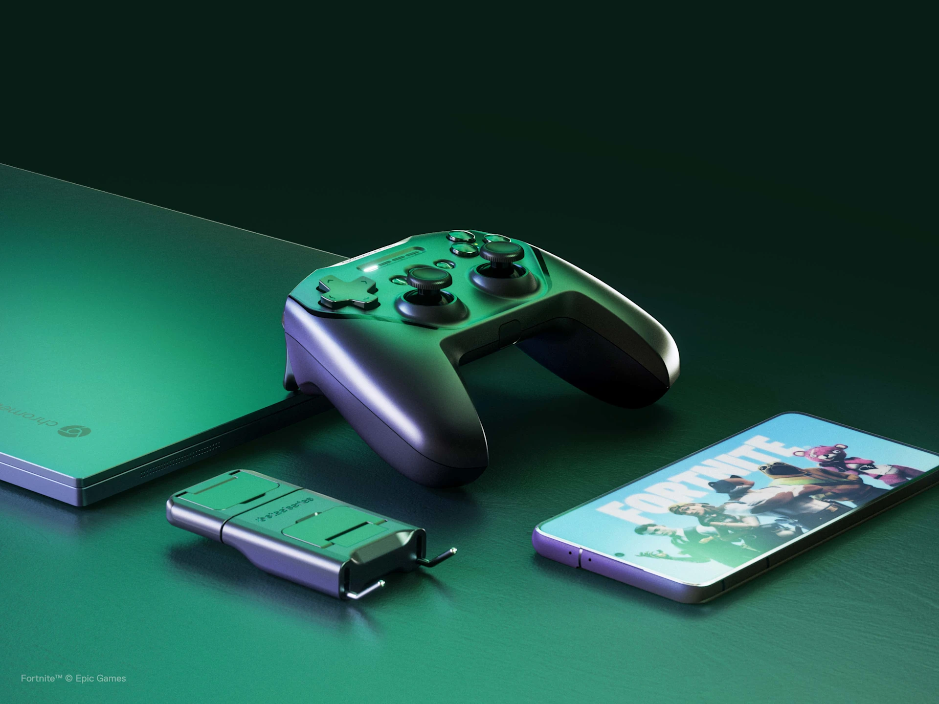 The Stratus Plus next to which there is a phone, a laptop, and a phone charger extension cord