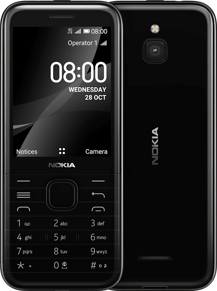 Enlarge Crna Nokia 8000 4G from Front and Back
